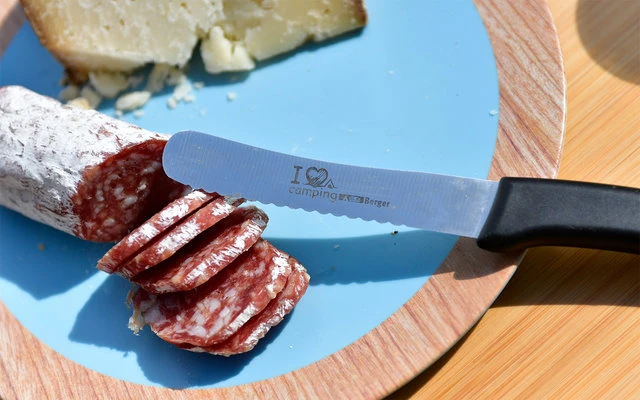 Berger Frühstücksmesser I Love Camping Schwarz